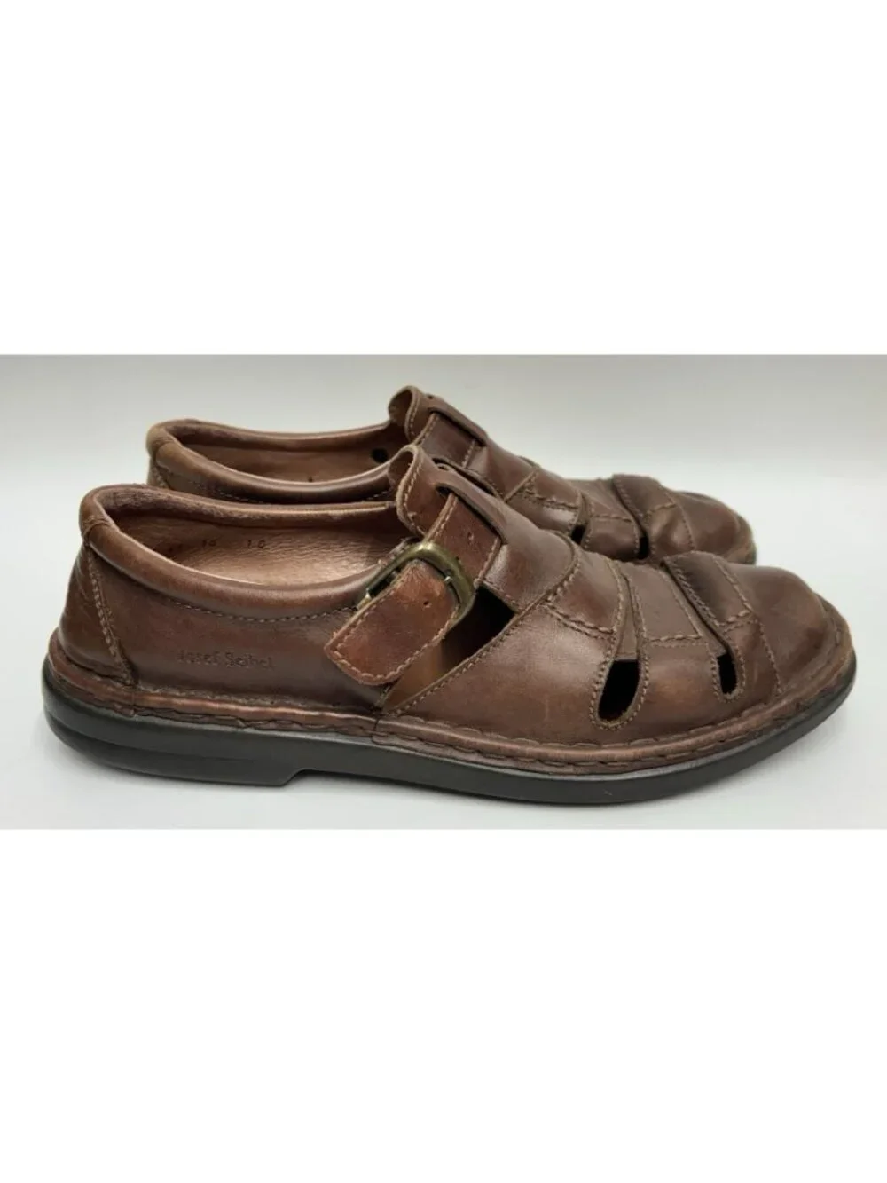 Josef Seibel Fisherman Sandals Men Sz EU 44/US (10.5-11) Brown Leather Office